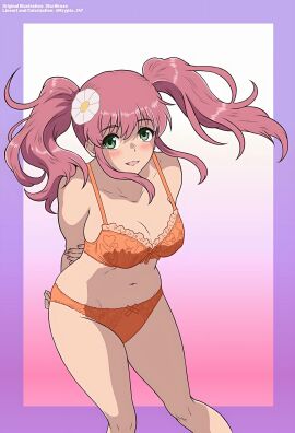 1girls bikini colored female green_eyes krypto-san kyochuu_rettou miura_mami pink_hair tagme twintails