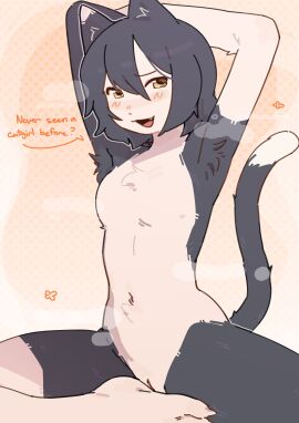 1girls armpits arms_above_head arms_up blush breasts cat_ears cat_girl cat_humanoid cat_tail catgirl completely_nude crypine delicious_in_dungeon dungeon_meshi female female_only furry izutsumi nude nude_female pussy pxym short_hair solo_female spread_legs steam steaming_body vhfd