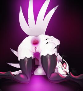 1girls 2024 after_anal anthro anus ass avian big_breasts bird breasts clothing demon feathers female gape gaping gaping_anus genitals helluva_boss hi_res legwear legwear_only looking_at_viewer looking_back looking_back_at_viewer mdthetest owl owl_demon pussy red_eyes solo spread_anus spread_ass spread_butt spreading stella_(helluva_boss) white_body white_feathers wrecked_ass