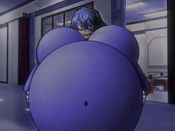 animated belly belly_button_vore belly_expansion belly_inflation boku_no_hero_academia clothed costume first_person_view hyper hyper_inflation inflation my_hero_academia qwrtystd tokage_setsuna vore