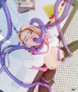 1girls 3d blender blonde_hair blue_eyes blurry breasts clothed_sex clothing facing_viewer female gwen_stacy gwen_stacy_(spider-verse) marvel marvel_comics nipples one_eye_closed open_mouth oral penetration piercing purple_tentacles restrained ripped_clothing see-through_tentacle shaved_side short_hair spider-man:_across_the_spider-verse spread_legs tentacle tentacle_between_breasts tentacle_in_mouth tentacle_penetration tentacle_rape tentacle_sex tentacles torn_clothes translucent_tentacles