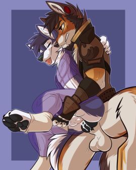 2017 4_toes alaskan_malamute amber_eyes anal anal_sex anthro anthro_on_anthro anthro_penetrated anthro_penetrating anthro_penetrating_anthro anus armwear ass backsack balls ballsack beard black_nose black_pawpads black_penis blush blush_lines bodily_fluids bodyguard_position border bottomless bottomless_anthro bottomless_male bottomwear brown_body brown_clothing brown_facial_hair brown_fur brown_hair brown_topwear canid canine canis casparr chest_tuft claws clenched_teeth closed_eyes clothed clothing countershade_face countershade_legs countershade_torso countershading crop_top cum cum_from_ass cum_in_ass cum_inside cum_on_penis domestic_dog duo elbow_gloves erection ethiopian_wolf facial_hair feet finger_claws fingerless_elbow_gloves fingerless_gloves from_behind_position fur genital_fluids genitals gloves gradient_fur hair hand_on_another's_penis hand_on_back hand_on_penis hands_on_leg handwear head_tuft husky knot leg_grab leg_warmers legwear lifting male male/male male_anthro male_penetrated male_penetrating male_penetrating_male mammal mixed_breed neck_tuft nordic_sled_dog orange_body orange_fur outline outside_border partially_clothed partially_clothed_anthro partially_clothed_male pawpads penetration penile penile_penetration penis penis_grab penis_in_ass purple_background purple_body purple_border purple_bottomwear purple_clothing purple_crop_top purple_fur purple_outline purple_shirt purple_topwear raised_leg reach_around sex shirt sideburns simple_background spencer_(thealusky) spitz standing standing_sex teeth thigh_highs toe_claws toes tongue tongue_out topwear translucent translucent_bottomwear translucent_clothing translucent_crop_top translucent_shirt translucent_topwear tuft white_body white_clothing white_countershading white_fur white_inner_ear white_leg_warmers white_legwear white_thigh_highs wrist_guards