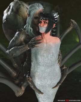 1girls 3d baldur's_gate_3 bondage drider gag gagged monster rendereddefenseless shadowheart