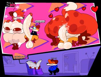 1boy 1girls 1other 2024 2boys abstract_background ambiguous_gender anthro balancedfox balls bfad big_balls big_breasts big_penis breasts brew_dafox_(superiorfox) busty_flora canid canine clothing couple curtecia_williams detailed_background dress duo family female fox genitals gravy_dafox_(superiorfox) hi_res kaseyla89864725 kcstando male mammal mother_and_father no_incest original original_character original_characters parent_(lore) penetration penis plant pussy speech_bubble superiorfox superiorfox_(copyright) text vaginal_penetration wedding_dress