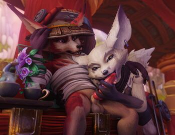 1boy 1girls 3d anthro female male tagme vixenpeeks vulpera vulpera_female vulpera_male warcraft world_of_warcraft