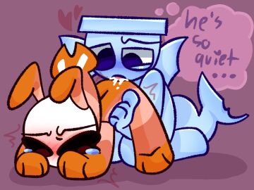 angryfish ass blush crying cum_in_ass dandy's_world eating_cum eating_out femboy finn_(dandy's_world) male male_on_male naked nude quiet shrimp shrimpo_(dandy's_world) skyblue_enjoyer tail text thinking two_men yaoi