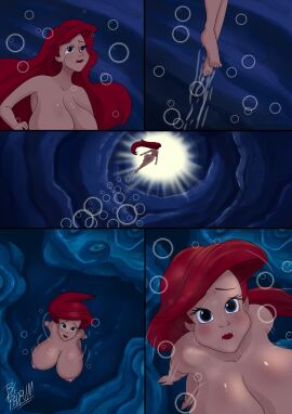 2d ariel barefoot bgredrum big_breasts breasts disney_princess drowning female full_color huge_breasts large_breasts lipstick no_penetration nude nude_female solo solo_female the_little_mermaid underwater