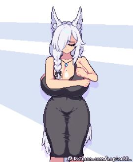 1girls adjusting_clothes animated big_breasts breasts breasts_bigger_than_head cleavage discordia_(vtuber) discordia_ch female female_focus fox_ears fox_girl huge_breasts jiggle jiggling_breasts long_hair looking_at_viewer patreon pixel_art raptorbr solo tagme thick_thighs thighs video voluptous voluptous_female white_hair
