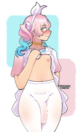 1futa 1girls bulge bulge_through_clothing female flat_chest futa futa_only futanari honkai:_star_rail hyacine_(honkai:_star_rail) intersex penis subspaceskater