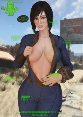1girls 3d armwear bethesda_softworks black_hair black_nails blender bodysuit breasts cleavage clothing computer dark_hair electronics english_text fallout fallout_4 female female_only female_protagonist footwear gameplay_mechanics green_eyes gui human jumpsuit large_breasts light-skinned_female light_skin lip_piercing navel outdoors pale-skinned_female pale_skin piercing pip-boy seductive seductive_smile self-upload short_hair slut smile sole_survivor sole_survivor_(female) solo speech_bubble standing talking_to_viewer tanline teasing teasing_viewer text v.a.t.s. vats vault_dweller vault_girl vault_meat vault_suit wristwear your_waifu