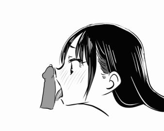 1boy 1girls 2024 2d 2d_(artwork) 2d_animation animated animated_gif average_sized_penis black_hair blush boku_no_kokoro_no_yabai_yatsu cum cum_drip cumming fellatio female gif glans licking licking_penis loop looping_animation male open_mouth oral penis penis_lick penis_licking small_penis small_penis_adoration tongue tongue_out white_background yamada_anna