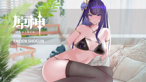 1girls absurd_res absurdres adult adult_female arm_band arm_behind_back arm_support ass bare_ass bare_belly bare_butt bare_chest bare_hips bare_midriff bare_navel bare_shoulders bare_skin bare_thighs belly belly_button bikini bikini_bottom bikini_top black_bikini black_bikini_bottom black_bikini_top black_legwear black_stockings black_string_bikini black_swimsuit black_swimwear black_thighhighs blue_clothing blue_jacket blue_topwear blunt_bangs blurred_background blurry_background breasts busty busty_female calves cleavage closed_mouth_smile clothing collarbone dot_nose earrings exposed exposed_arms exposed_belly exposed_midriff exposed_shoulders exposed_thighs eyebrows_visible_through_hair female female_focus female_only flower flower_hair_ornament flower_on_head genshin_impact hair_ornament hair_ornaments half_naked half_nude hand_behind_back high_resolution highres hourglass_figure indoor indoor_nudity indoors jacket knees large_breasts lean_figure legs legs_together legwear light-skined_female light-skinned_female light_skin lips long_hair looking_at_viewer mature_female musicatopos naked naked_female navel nude nude_female nudity off_shoulder open_clothing open_jacket open_topwear plant purple-eyed_female purple-haired_female purple_eyebrows purple_eyes purple_hair raiden_shogun shoulders sitting sitting_on_ass sitting_on_bed slender_body slender_waist slim_female slim_waist smile smiley_face smiling smiling_at_viewer smirk solo stockings string_bikini swimsuit swimwear thick_ass thick_thighs thighhighs thighs thin_waist topwear upper_body very_long_hair white_pupils wide_hips