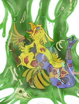 anthro asphyxiation avian bad_end bird bluebird bodily_fluids bone chocobo death defeated digestion drowning eastern_bluebird fatal_vore feral final_fantasy goo_creature goo_vore gore graphic_digestion hi_res littlepinebox male neptune_mereaux oscine passerine skull slime slime_vore square_enix thrush_(bird) vore