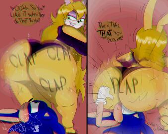 1boy 1girls 2024 animal_ears anthro archie_comics ass ass_focus ass_on_face ass_shake big_ass big_butt black_nose blonde_hair blue_body blue_fur blue_hair blue_skin blush breasts bubble_ass bubble_butt bunnie_rabbot bunny bunny_ears bunny_girl busty butt_in_face clapping_ass clapping_buttocks couple cowgirl curvy curvy_body curvy_figure dialogue duo eyelashes eyeshadow face_in_ass facesitting farmgirl female fur furry gloves green_eyes grinning hedgehog huge_ass huge_butt large_ass large_butt long_ears long_hair looking_back luckyyzinto makeup male male/female mammal rabbit rabbit_girl sega sonic_(series) sonic_the_hedgehog sonic_the_hedgehog_(archie) sonic_the_hedgehog_(comics) sonic_the_hedgehog_(series) spiky_hair squatting squatting_on_face sweat sweaty_ass tank_top teasing thick_ass thick_legs thick_thighs thumbs_up twerking twerking_on_face two-tone_body two-tone_fur yellow_body yellow_fur yellow_skin