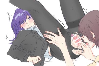 2girls anus asahina_mafuyu big_breasts blush breasts brown_hair censor_bar censored censored_pussy clothed clothing cum cumshot cunnilingus female female_focus female_only high_resolution highres iynyozora naked oral oral_sex pantyhose partially_clothed partially_clothed_female partially_nude partially_undressed project_sekai pubes pubic_hair purple_eyes purple_hair pussy pussy_ejaculation pussy_juice pussy_juice_drip ripped_clothing ripped_pantyhose school schoolgirl shinonome_ena squirting thighs uniform wet wet_pussy yuri