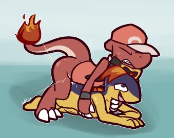 2024 3_toes 4_fingers alternate_species anal anal_sex anthro anthro_on_anthro anthro_penetrated anthro_penetrating anthro_penetrating_anthro ass black_clothing black_hat black_headwear blue_body blue_fur bodily_fluids charmeleon claws clenched_teeth closed_eyes clothing cum cum_on_ass cum_on_back cum_on_butt doggy_style duo ethan_(pokemon) eye_roll feet finger_claws fingers from_behind_position fur furrification generation_1_pokemon generation_2_pokemon genital_fluids genitals hair hand_on_side hat hat_only headgear headgear_only headwear headwear_only looking_pleasured looking_up male male/male male_penetrated male_penetrating male_penetrating_male mostly_nude motion_lines nintendo open_mouth orange_hair penetration penis pokemon pokemon_(species) quilava red_(pokemon) red_body red_clothing red_hair red_hat red_headwear red_scales red_topwear red_vest scales sex sharp_teeth shoulder_grab smile tan_body tan_scales teeth thrusting toe_claws toes topwear ultilix vest white_claws yellow_body yellow_clothing yellow_fur yellow_hat yellow_headwear yellow_penis