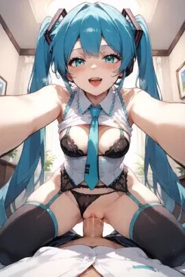 ai_generated cowgirl cowgirl_position hatsune_miku hatsune_miku_(collared_bikini) male/female naked_female no_sound penis_in_pussy pov pov_eye_contact pov_male riding riding_penis tagme vagina vaginal_penetration vaginal_sex video