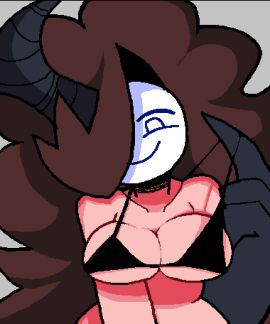 1girls 2d arcaned_roses black_bra bra brown_hair claws female female_only horn light-skinned_female light_skin long_hair roses_(roses_arcaned) roses_arcaned seductive solo tagme