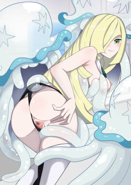 1girls absurd_res aether_foundation alien alien/human anus ass bent_over black_panties blonde_hair blush breasts breasts_out censored clothed consensual_tentacles creatures_(company) female feral game_freak green_eyes groping group_sex hair_over_one_eye hi_res human imminent_sex indoors jellyfish long_hair looking_back lusamine_(pokemon) mature_female medium_breasts mosaic_censoring nihilego nintendo nipples nivi no_bra panties panties_aside pokemon pokemon_(species) pokemon_sm pokephilia pokémon_(species) presenting pussy smile spread_pussy tentacle ultra_beast variant_set very_long_hair zoophilia