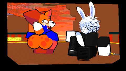 2boys 3d animated ass bb_(bbnnuuyy) bbnnuuyy bunny_boy clothed fox gay gif large_ass large_penis looping_animation male penis penis_out pixelated roblox roblox_game robloxian self_upload soups_(superiorfox) sword_fights_on_the_heights tagme tail tailwag twerking watermark