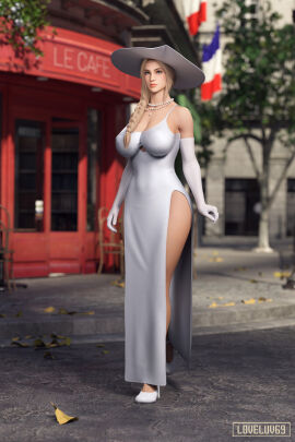 3d blonde_hair breasts busty dead_or_alive female female_focus female_only helena_douglas high_heels hourglass_figure long_hair loveluv69 pinup pinup_pose tagme wide_hips