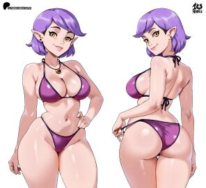 1girls 2025 amity_blight big_ass big_breasts bikini breasts disney disney_channel disney_xd female female_only kyoffie pale-skinned_female pale_skin patreon patreon_logo purple_hair short_purple_hair tagme the_owl_house thick_thighs watermark white_background yellow_eyes