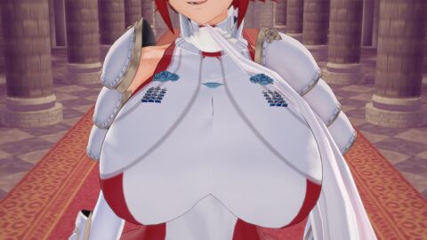 1girls 3d arisat ass bare_shoulders big_ass big_breasts breast_focus breasts carpet dress elbow_gloves female female_only fire_emblem fire_emblem_fates gloves hinoka_(fire_emblem) hourglass_figure huge_breasts indoors large_ass nintendo open_mouth pillar red_hair scarf short_hair shoulder_pads shoulders smile solo sweat sweaty tomboy upper_body wide_hips