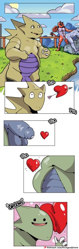 absurd_res anal anal_sex anthro balls bara belly big_belly claws comic daycare digital_media_(artwork) ditto_(pokemon) duo erection feet flower fur generation_1_pokemon generation_2_pokemon generation_7_pokemon genitals grass group growling heart_symbol hi_res humanoid_genitalia humanoid_penis incineroar love machoke male male/male male_penetrated male_penetrating male_penetrating_male mammal mrfulero muscular muscular_anthro muscular_male nintendo nipples nude onomatopoeia open_mouth penetration penile penis plant pokemon pokemon_(species) red_body red_fur romantic sex simple_background sky smile sound_effects tail teeth text thiagoefrancesco tyranitar yaoi