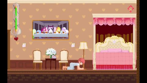 1boy 1boy1girl 1girls 2d 2d_(artwork) bed bedroom castle_of_temptation chains chair cloak closed_eyes cum cum_on_lower_body curtains death_by_snoo_snoo degradation degradation_text disappointed dollhouse_maid embarrassed embarrassed_nude_femboy english english_text face_in_pussy game_over grabbing_thighs health_bar kneehighs kneeling lifting_skirt longer_than_30_seconds maid maid_headdress maid_outfit maid_uniform painting pixel_animation pixel_art pleasure_face poring red_eyes red_hair rubbing_penis sex_toy slime sniffing socks surprised surprised_expression tagme text text_bubble thigh_job thighs under_clothes video video_games white_hair