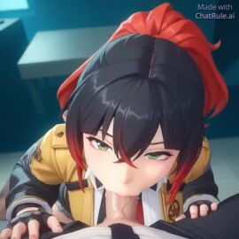 ai_generated blowjob deepthroat eye_contact fellatio huge_cock male/female no_sound oral oral_sex penis pov pov_male sucking sucking_penis tagme video