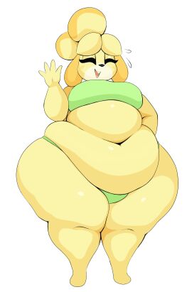 1girls animal_crossing anthro anthro_only arizonathevixen bbw big_breasts big_thighs bikini breasts canid canine canis chubby chubby_anthro chubby_female dog dog_girl doggirl domestic_dog female female_only floppy_ears furry furry_only huge_breasts isabelle_(animal_crossing) no_humans orange_ears overweight segmented_stomach solo solo_female tagme thick_thighs video_game video_game_character video_games wide_hips yellow_body yellow_skin
