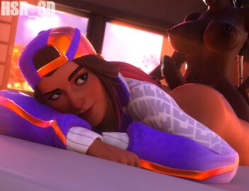 1futa 2girls 3d ass buttjob dark-skinned_female dripping_cum female fortnite fortnite:_battle_royale futanari glam_gunner hsr_3d intersex laying_down light-skinned_female loserfruit penis self_upload