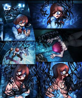 2girls bell bell_tower breasts church female ghostichino go-toubun_no_hanayome headphones marvel marvel_comics nakano_miku nakano_nino naked sisters spider-man_(series) sweat symbiote symbiote_takeover tower transformation venom_(marvel)