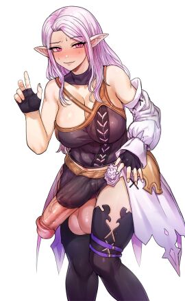 1futa balls big_balls big_breasts big_penis blush blushing bottomless breasts busty clevage clothed clothing elezen elf elf_ears elf_futa erection final_fantasy final_fantasy_xiv fingerless_gloves futa_only futanari huge_cock humanoid humanoid_penis hung intersex knife_ears large_breasts large_penis light-skinned_futa light_skin long_hair mostly_clothed ohthicc otik penis penis_out pink_eyes pink_hair pointy_ears sharp_ears solo square_enix standing thick_penis veiny_penis white_hair