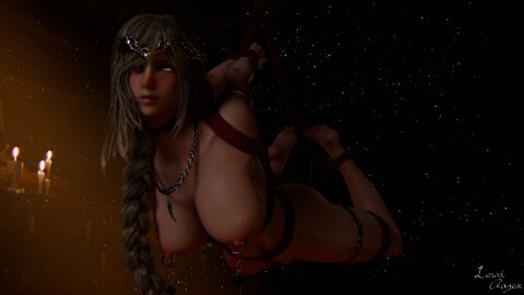 1girls 3d blender blender_(software) blonde_hair bondage breasts candle candlelight elden_ring female female_only fromsoftware large_breasts lewdgazer light-skinned_female light_skin nipples pierced_nipples piercing piercings queen_marika_the_eternal rope ryanreos solo yellow_eyes