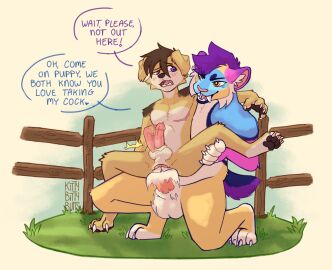 anal anthro canid canine canis domestic_dog duo felid hi_res kittybittybuns male male/male mammal mastectomy_scar non-con_public non-consensual_public novocaine novocaine_(captnsquarterz) prehistoric_species public public_exposure public_nudity public_sex raffy raffy_(captnsquarterz) saber-toothed_tiger scar sex stomach_bulge surprised trans_man transmasc