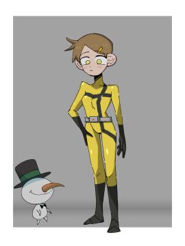 1girls bodysuit breasts female small_ass small_breasts snowman tabasuko_(artist) tagme thin_waist yellow_(tabasuko) yellow_bodysuit