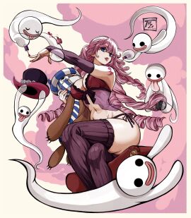 1girls babydoll big_breasts breasts busty cleavage clothing curvy female female_only ghost_girl ghosts goth goth_girl hamza_touijri horo_horo_no_mi lingerie lipstick long_hair makeup midriff one_piece panties perona pink_hair solo tattoo thick_thighs thighhighs tongue tongue_out