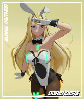 1girls 3d blonde_hair breasts bunny_ears choker core_crystal fake_animal_ears female ggrenders gloves large_breasts leotard long_hair looking_at_viewer mythra nintendo pantyhose playboy_bunny thigh_strap tiara white_leotard wrist_cuffs xenoblade_(series) xenoblade_chronicles_2 yellow_eyes