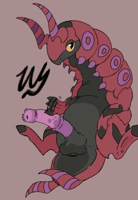 animal_genitalia animal_penis anus arthropod balls beckoning belly centipede claws digital_drawing_(artwork) digital_media_(artwork) equine_genitalia equine_penis erection feral game_freak generation_5_pokemon genitals gesture grey_belly hi_res horn inviting looking_at_viewer lying male male_only medial_ring multicolored_body multicolored_penis myriapod nintendo on_back penile_spines penis pokemon pokemon_(species) presenting quadruped red_body scolipede sheath signature simple_background solo spread_legs spreading touching_penis two-tone_body wyrmling_(artist)