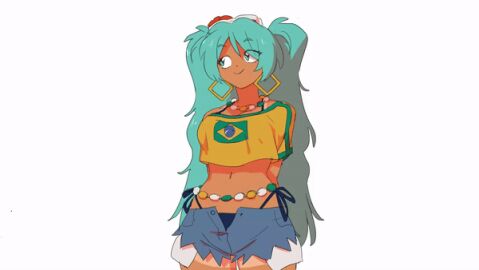 1girls animated blue_eyes blue_hair boob_jiggle boob_physics boobs brazilian brazilian_female brazilian_miku breast_jiggle breast_physics breasts cleavage em_bani female female_focus gif glasses hatsune_miku long_hair physics shorts tits vocaloid