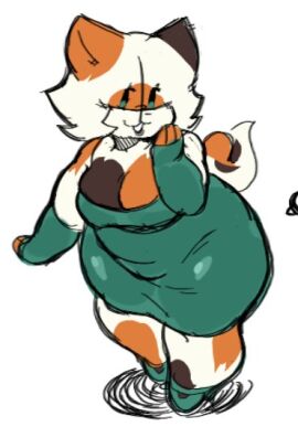 1girls anthro breasts chubby cleavage feline female first_porn_of_character green_dress jamcrumb maralynn_(jamcrumb) oc sketch solo thick_thighs