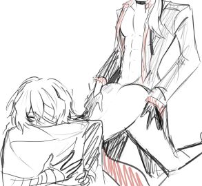 2boys anal anal_sex artist_signature ass ass_raised bandage_over_one_eye black_choker black_gloves blazer blush bungo_stray_dogs bungou_stray_dogs choker chuuya_nakahara couple couple_(romantic) couple_sex dazai_osamu doggy doggy_style duo duo_focus duo_male eyes_wide eyes_wide_open feminine_male girly glove gloved_hands gloves gripping_pillow long_hair male male_only nakahara_chuuya osamu_dazai penetrated penetrating penetration penis penis_in_ass pillow pillow_grab pillows raised_ass short_hair sketch sketchy tears_in_eyes teary_eyes thai_text topwear topwear_only twink twitter unbuttoned unbuttoned_shirt wip