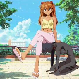 2girls all_fours arm_support asuka_langley_sohryu bangs bare_shoulders barefoot blue_eyes blue_hair blue_sky bodysuit bondage breasts clavicle cleavage closed_mouth clothing cloud crop_top crossed_legs day dominant_female_submissive_female domination feet female femdom femsub flip-flops foot_focus footwear hair_ornament happy human_chair human_furniture humiliation interface_headset leash leggings legs legwear lezdom long_hair long_legs midriff multiple_girls navel neon_genesis_evangelion open-toe_shoes orange_hair outdoors pants pilot_suit pink_leggings pink_legwear pink_toenails plugsuit rei_ayanami road sandals shirt short_hair sitting sitting_on_head sitting_on_person sky slave slavegirl smile smiling_at_viewer solo street submissive tagme tank_top teasing toenails toes tree tsundere video yellow_shirt yellow_tank_top yuri