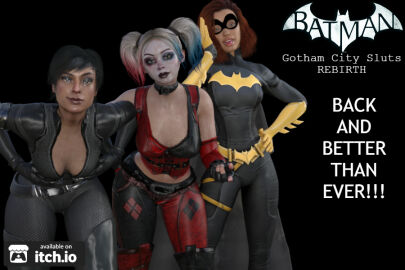 3d barbara_gordon batgirl batgirl_(gotham_knights) batman:_arkham_city batman_(series) catwoman catwoman_(injustice) dc dc_comics female gcsdev gotham_knights harley_quinn harley_quinn_(arkham) harley_quinn_(arkham_city) harley_quinn_(injustice) injustice_2 red_hair selina_kyle
