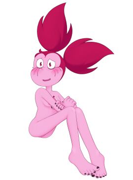 1girls alien alien_girl alien_humanoid alien_look_like_human arms_crossed barefoot blush blush_lines breasts cheek_markings color colored completely_naked completely_nude cute digital_drawing_(artwork) digital_media_(artwork) embarrassed embarrassed_female embarrassed_nude_female embarrassed_smile erect_nipples feet female female_focus female_only flat_chest flat_chested gem gem_(species) grabbing_arms grabbing_own_arm hotfiresu legs_together long_hair long_legs nail_polish nails_painted naked naked_female nervous nervous_face nervous_female nervous_smile nipples no_bra no_clothes no_panties no_underwear not_ai_generated nude nude_female open_eyes open_mouth painted_nails painted_toenails pink_eyes pink_hair pink_lips pink_nipples pink_pussy pink_skin pussy pussy_peek red_hair shaded shy shy_expression shy_smile sitting sitting_down slim small_breasts smile smiling solo spinel_(steven_universe) steven_universe thin twintails uncensored uncensored_breasts uncensored_nipples white_background
