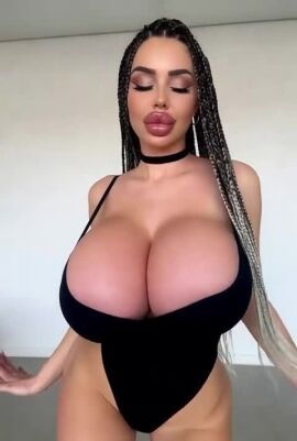 ai_generated animated big_breasts bimbo bimbo_body bimbo_lips braids fake_breasts huge_breasts massive_breasts plump swimsuit tagme thick_lips video