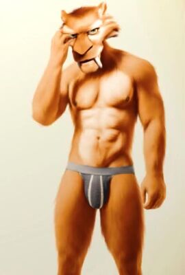 1boy 20th_century_fox 20th_century_studios abs ai_animated ai_animation ai_generated anthro anthrofied biped blue_sky_studios bulge carnivalecloudmuncher clothed clothing clothing_pull diego_(ice_age) ear fangs felid feline front_view fur furry grok_imagine ice_age_(series) looking_at_viewer male mammal muscular muscular_anthro muscular_male navel nipples oystercatcher7 pecs photo_manipulation photomorph prehistoric_species saber-toothed_tiger sabertooth_(anatomy) seductive sexy simple_background solo solo_male sound standing tagme tail teeth third-party_edit topless underwear underwear_pull video white_background