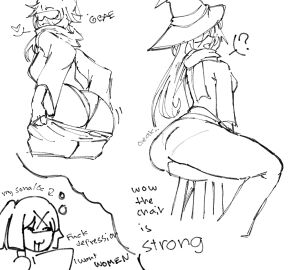 2girls artist_sona ass azure_(forsaken) beginnerae big_ass brighteyes brighteyes_(forsaken) female forsaken_(roblox) genderswap_(mtf) oc original_character roblox roblox_game robloxian rule_63 self_upload smug tagme thick_thighs thought_bubble