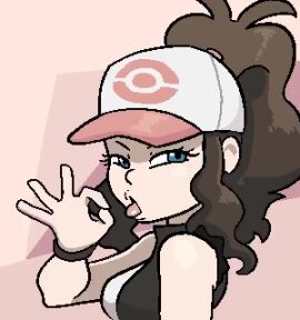 1girls 2026 2d 2d_(artwork) 2d_animation animated bare_shoulders blowjob_gesture blue_eyes bracelet brown_hair eyelashes female hand_gesture hat hilda_(pokemon) human light-skinned_female light_skin long_hair pink_background pokemon pokemon_trainer tagme tied_hair tongue tongue_out twitter_link video waffafries